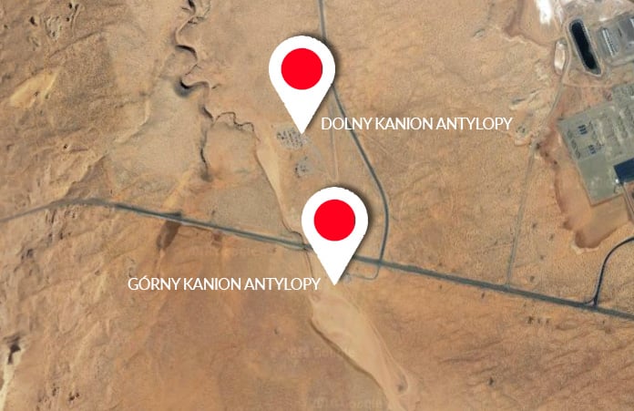 Który Kanion Antylopy wybrać? Górny czy Dolny? 1 Gorny-i-Dolny-kanion-antylopy-mapa
